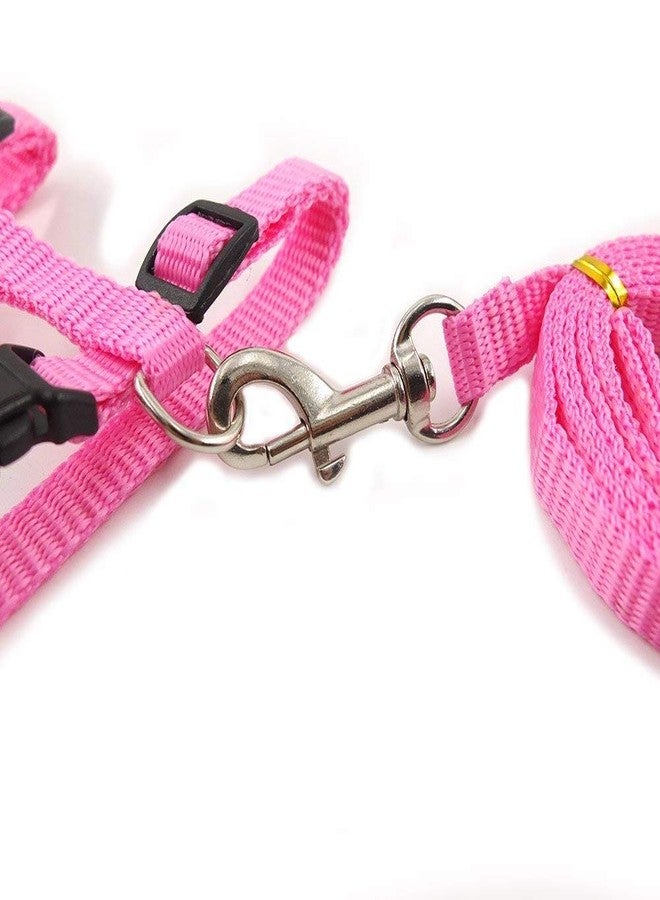 Pups&Pets Nylon Harness Leash Set for Cat Kitten and Small Pet Nylon Harness Strap Collar | Cat Training Leash (Plain, Pink) - Image 4